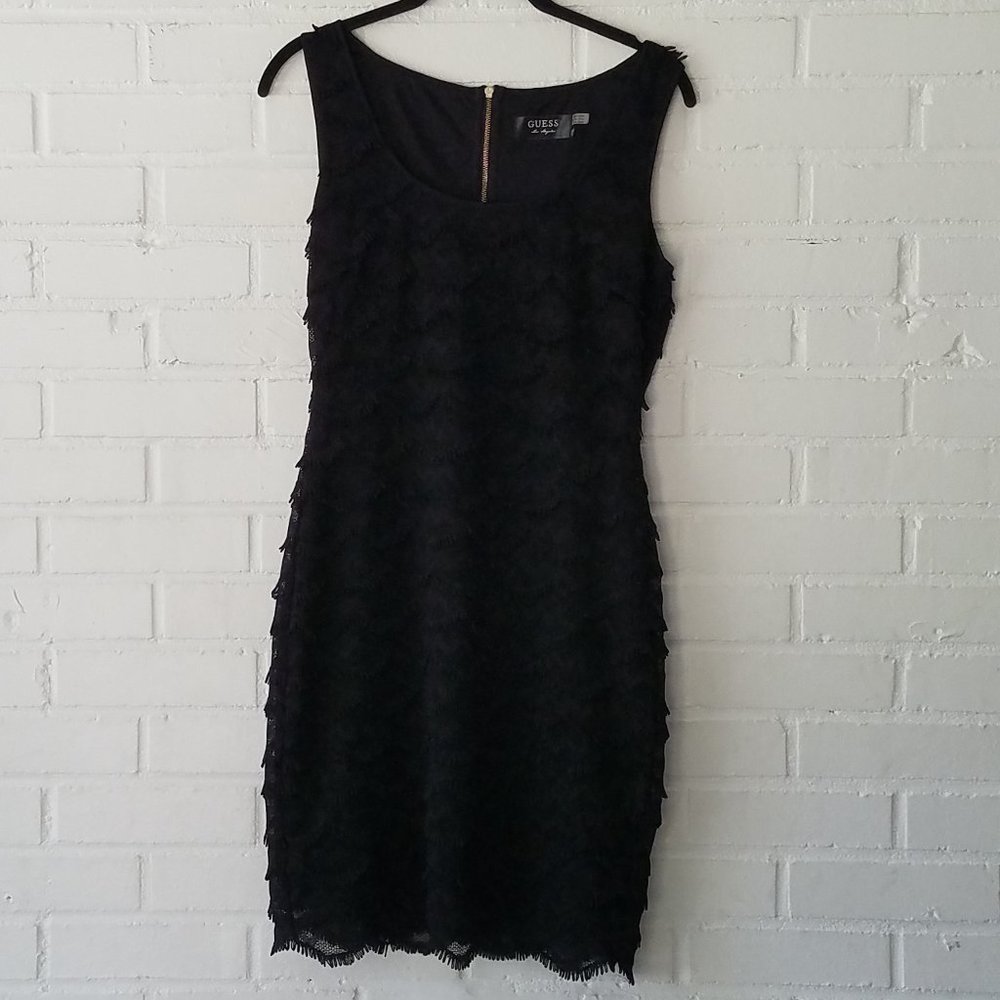 Guess LA Black Fringe Flapper Style Dress W6